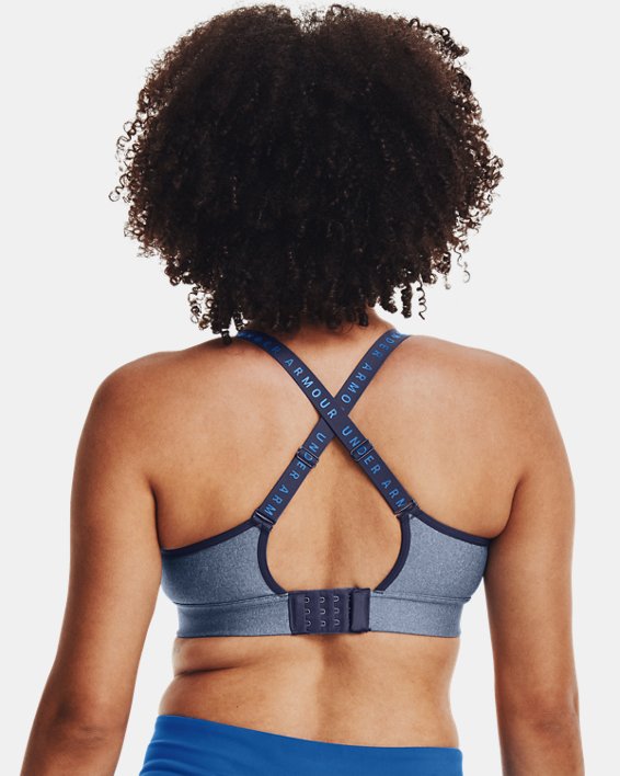 Women's UA Infinity Mid Heather Cover Sports Bra in Blue image number 5